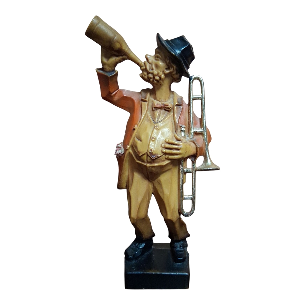 Vintage Musician Figurine in Brown and Black